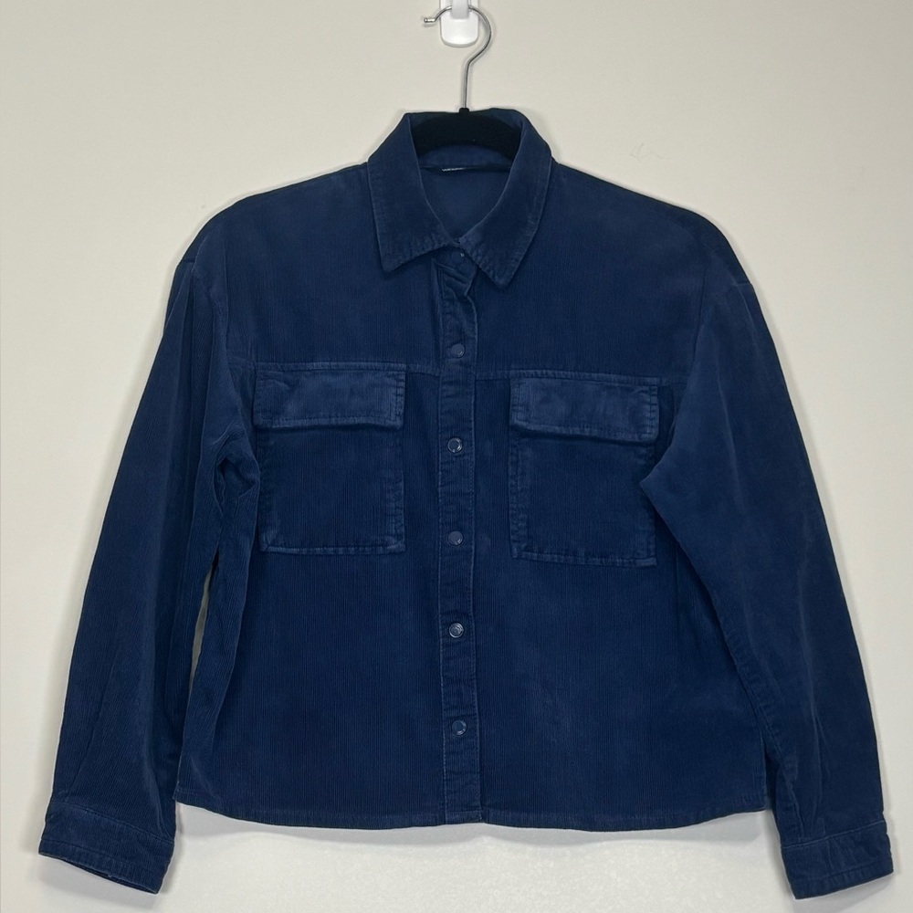 Etam Weekend‎ Navy Blue Corduroy Button Down Shirt Jacket
